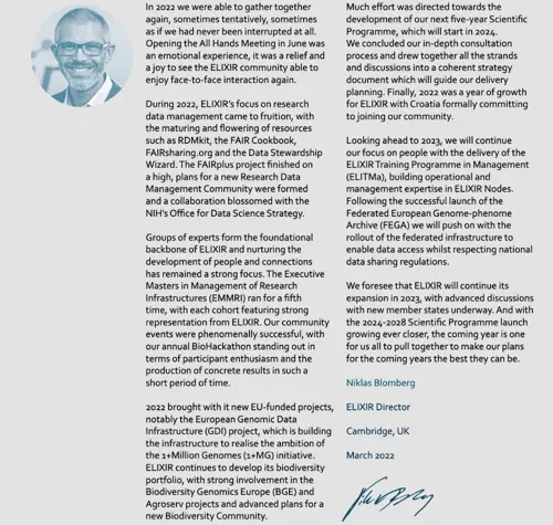 The FAIR Cookbook and FAIRsharing get a special mention in the Preface by the ELIXIR Director, Niklas Blomberg