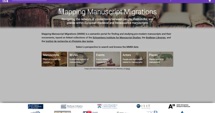 Mapping Manuscript Migrations portal screenshot