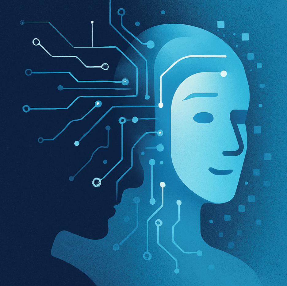 AI generated image representing humanoid AI avatar