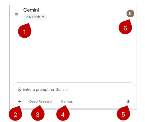 Gemini Chat Interface (labelled)