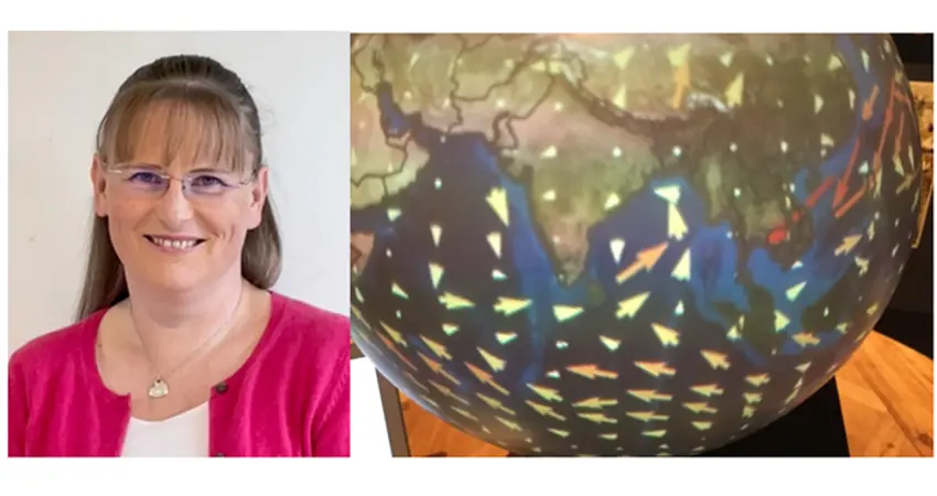 Sarah Sparrow With 3-D Globe For Curiosity Carnival