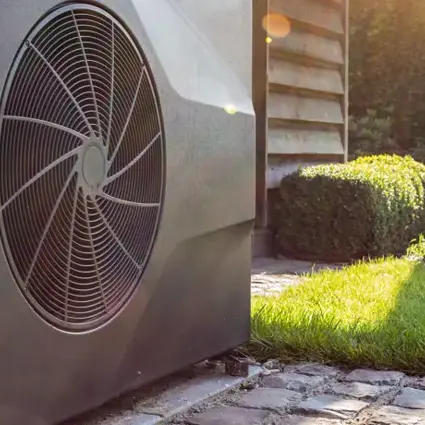 Heat pump installation in a garden