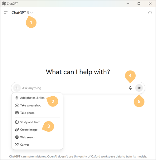 ChatGPT chat interface (labelled)