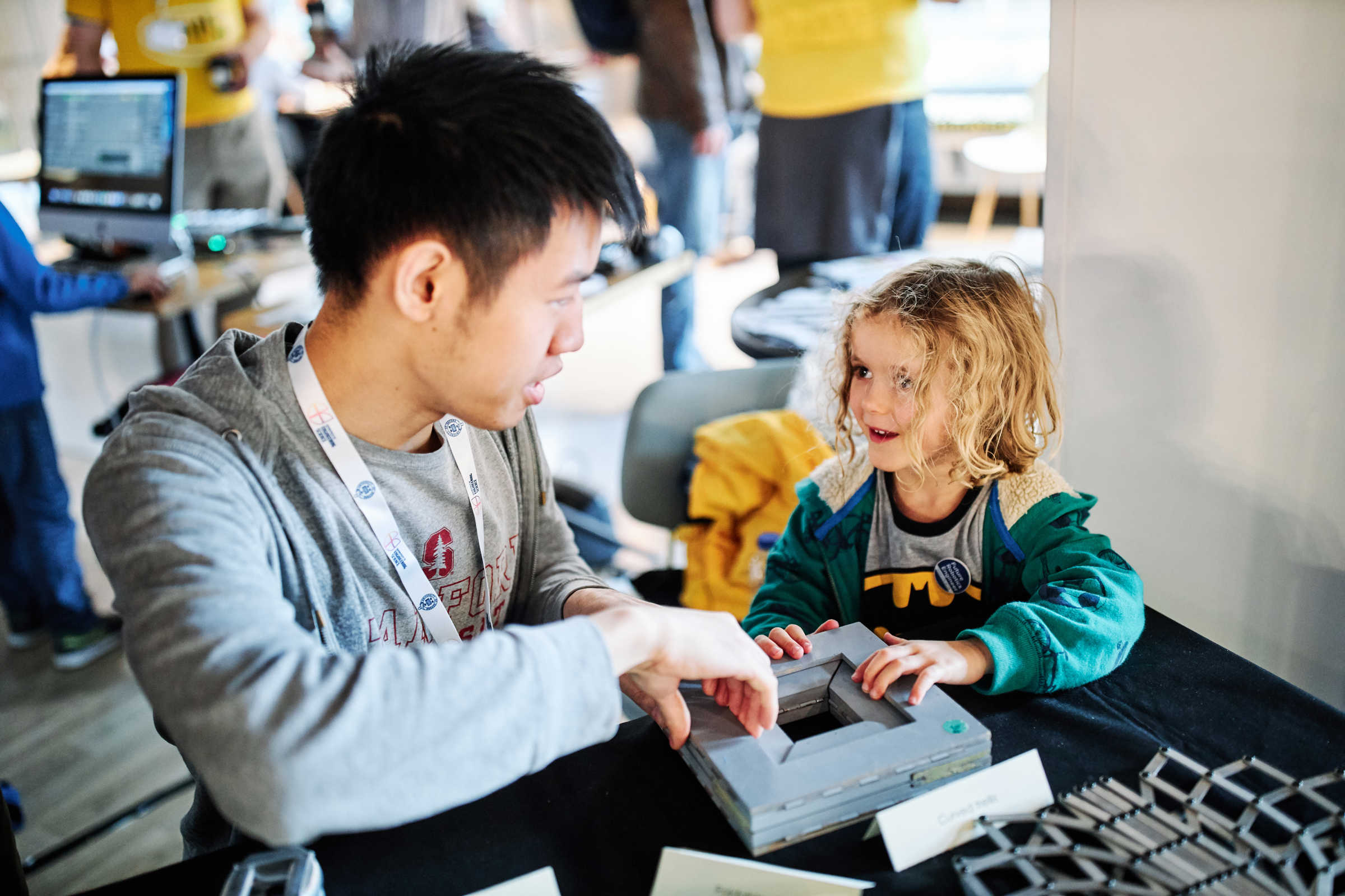 Kids learning about science with researchers