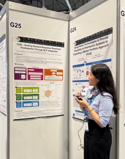 Katya Soegiharto presents her research on automated demand response evaluation frameworks at CIRED 2025 in Geneva